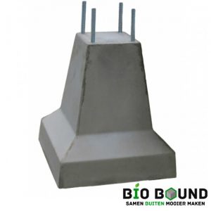 Betonpoer 50 cm hoog 4 x draadeind M16 biobased circulair