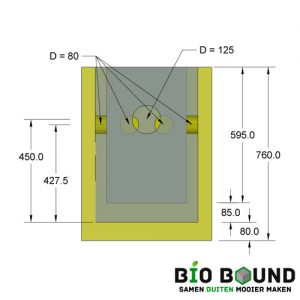 Maatvoering innovatieve straatkolk trottoirkolk voor hemelwateropvang: Combidrain kolk